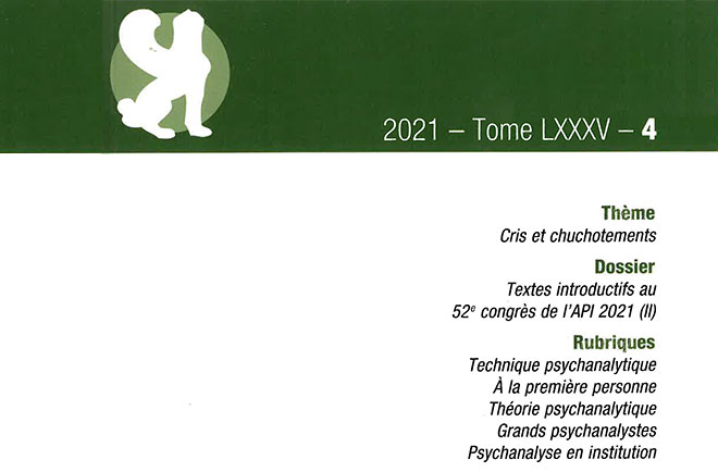 RFP 2021 Tome 85-4 : Cris et chuchotements